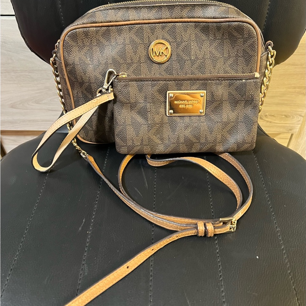 Michael Kors Brown Crossbody Bag and wristlet